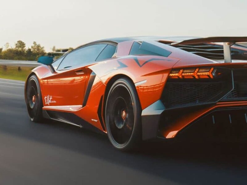 Red Lamborghini German Autobahn