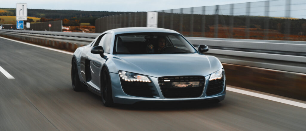 Audi R8 on the German Autobahn