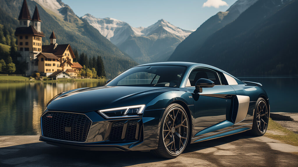 audi r8 in bavarian alps